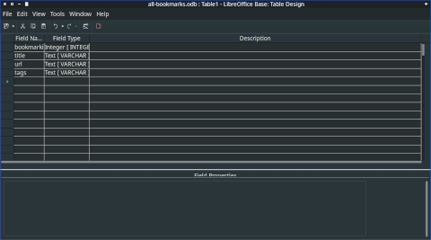 Setting up the database fields