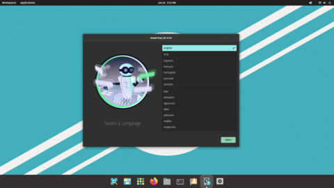 Running the system installer from the live desktop